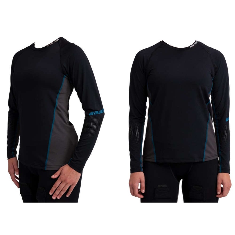 Bauer Hockey Fit Women M Long Sleeve Base Layer compression Top Black Grey